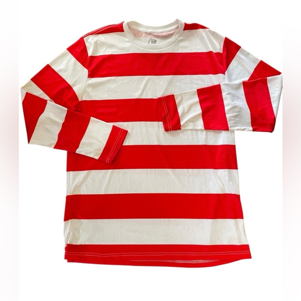 Where’s Waldo Red and White Striped Men's Shirt Size Large Excellent Condition